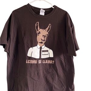Funny Graphic T-Shirt with Llama Design - Brown